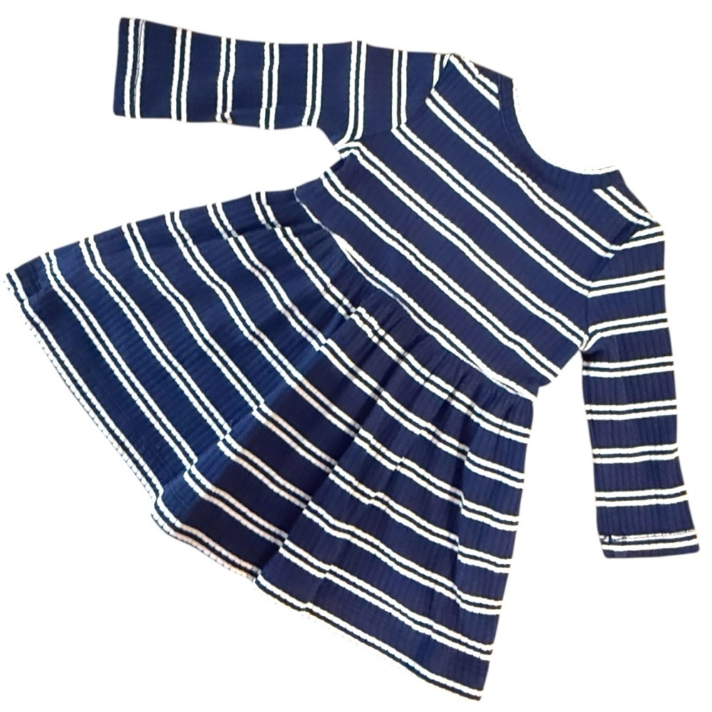 Hanna Andersson Navy & White Striped Long Sleeve Baby Dress 3–6 Months - Picture 2 of 4